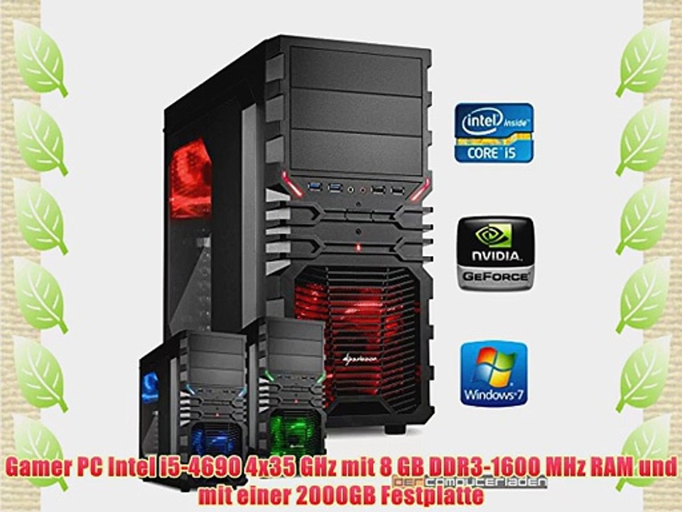 dercomputerladen Gamer PC System Intel i5-4690 4x35 GHz 8GB RAM 2000GB HDD nVidia GTX750 Ti