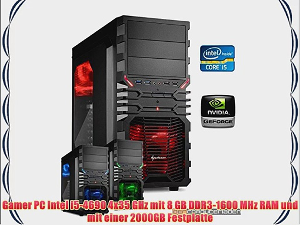 dercomputerladen Gamer PC System Intel i5-4690 4x35 GHz 8GB RAM 2000GB HDD nVidia GTX960 -2GB