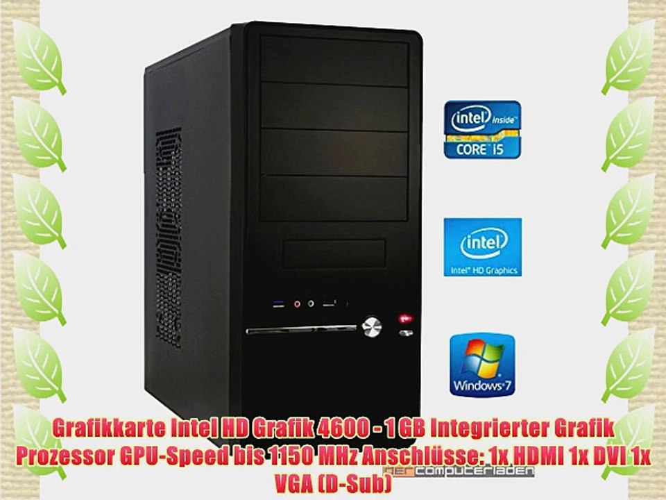 dercomputerladen Office PC System Intel i5-4440 4?31 GHz 4GB RAM 2000GB HDD Intel HD Grafik