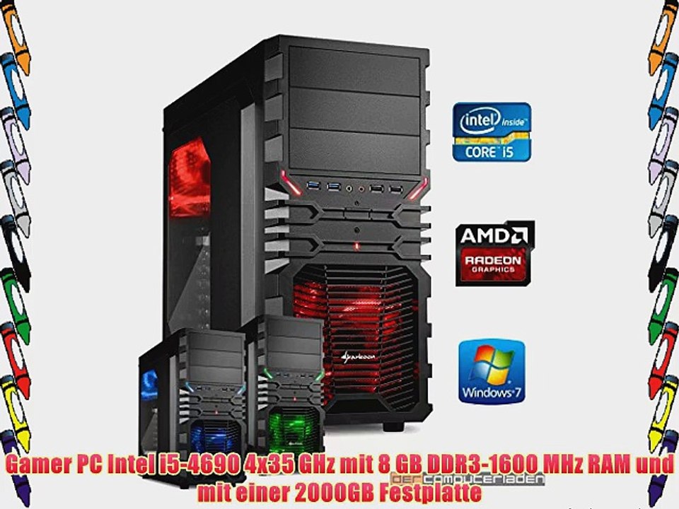 dercomputerladen Gamer PC System Intel i5-4690 4x35 GHz 8GB RAM 2000GB HDD Radeon R9 285 -2GB