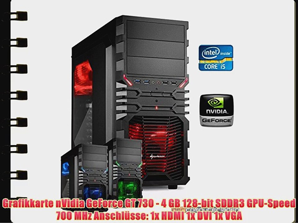 dercomputerladen Gamer PC System Intel i5-4690 4x35 GHz 8GB RAM 500GB HDD nVidia GT730 -4GB