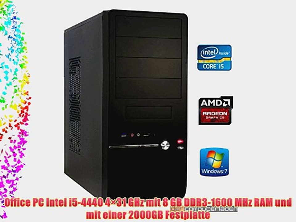 dercomputerladen Office PC System Intel i5-4440 4?31 GHz 8GB RAM 2000GB HDD Radeon R7 250 -1GB