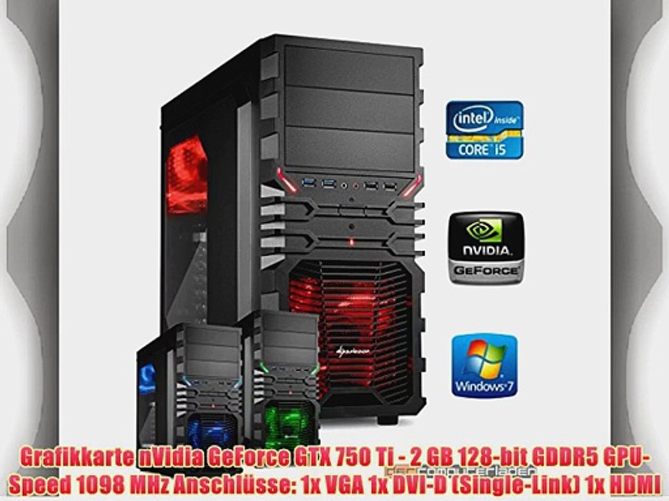 dercomputerladen Gamer PC System Intel i5-4690 4x35 GHz 8GB RAM 500GB HDD nVidia GTX750 Ti