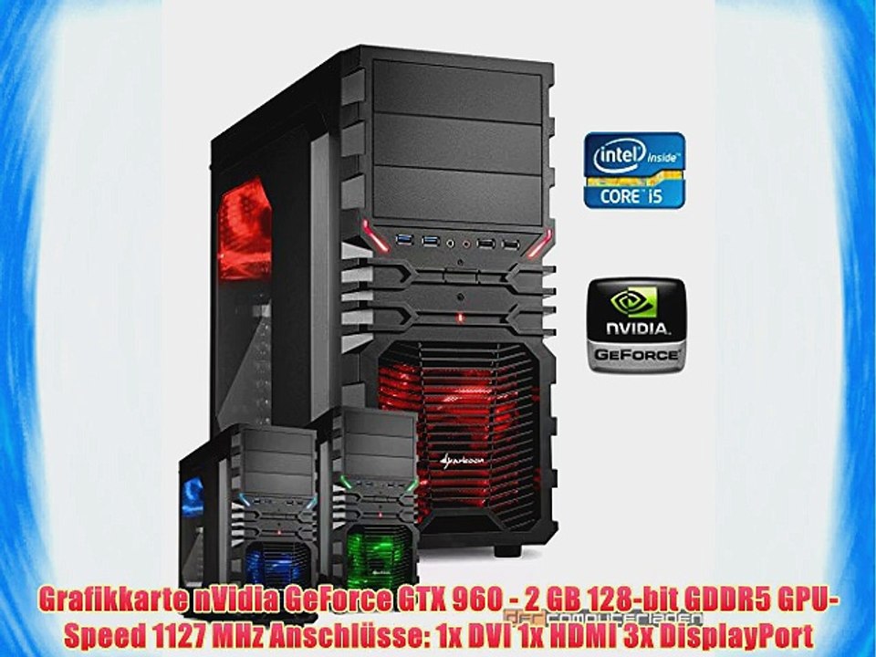 dercomputerladen Gamer PC System Intel i5-4690 4x35 GHz 8GB RAM 500GB HDD nVidia GTX960 -2GB