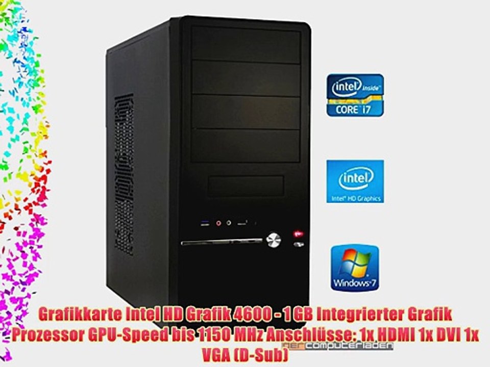 dercomputerladen Office PC System Intel i7-4770 4?34 GHz 4GB RAM 500GB HDD Intel HD Grafik
