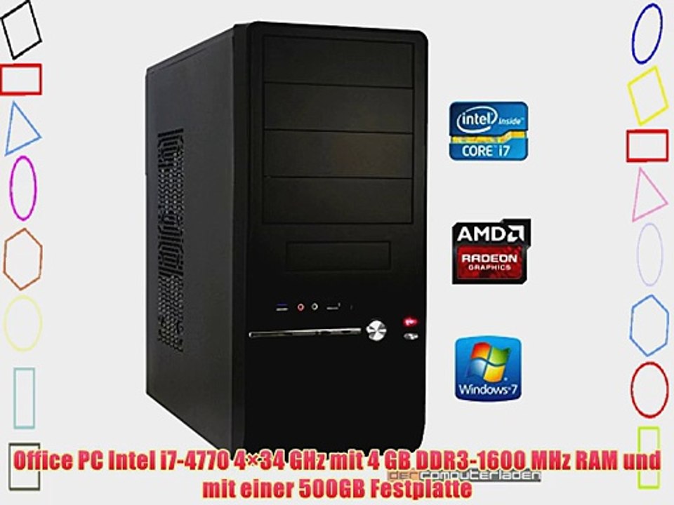 dercomputerladen Office PC System Intel i7-4770 4?34 GHz 4GB RAM 500GB HDD Radeon R7 250 -1GB