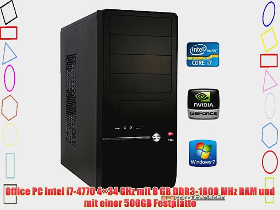 dercomputerladen Office PC System Intel i7-4770 4?34 GHz 8GB RAM 500GB HDD nVidia GT730 -4GB