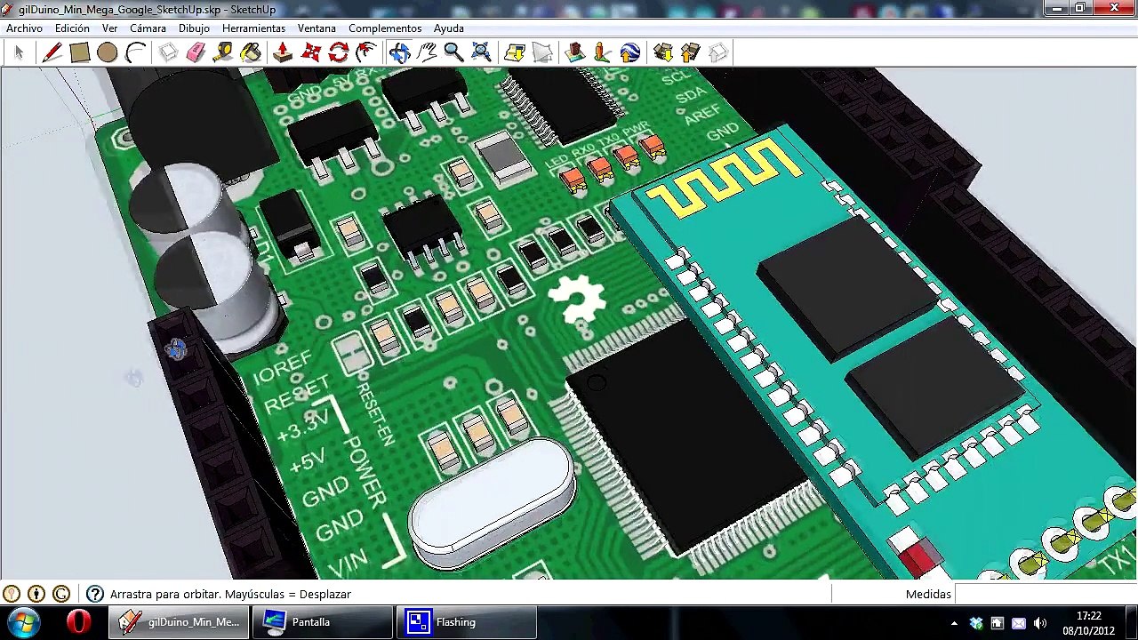 moDuino Mega (Arduino) - Eagle Render 3D with Google SketchUp