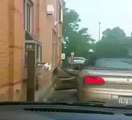 Guy falls out of car at McDonald's drive-thru