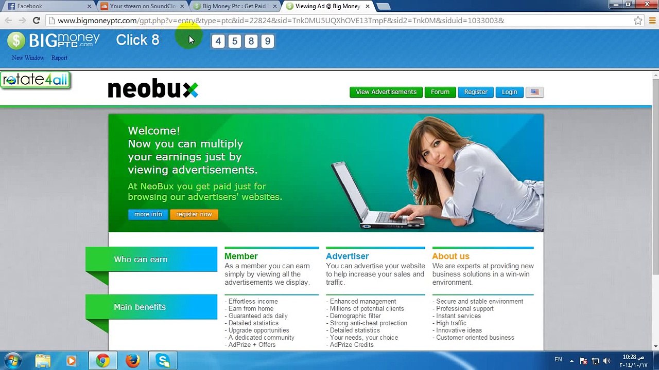 طريقه ربح النقود عن طريق موقعBig Money Ptc وتحويل 1000$ إلى Paypal