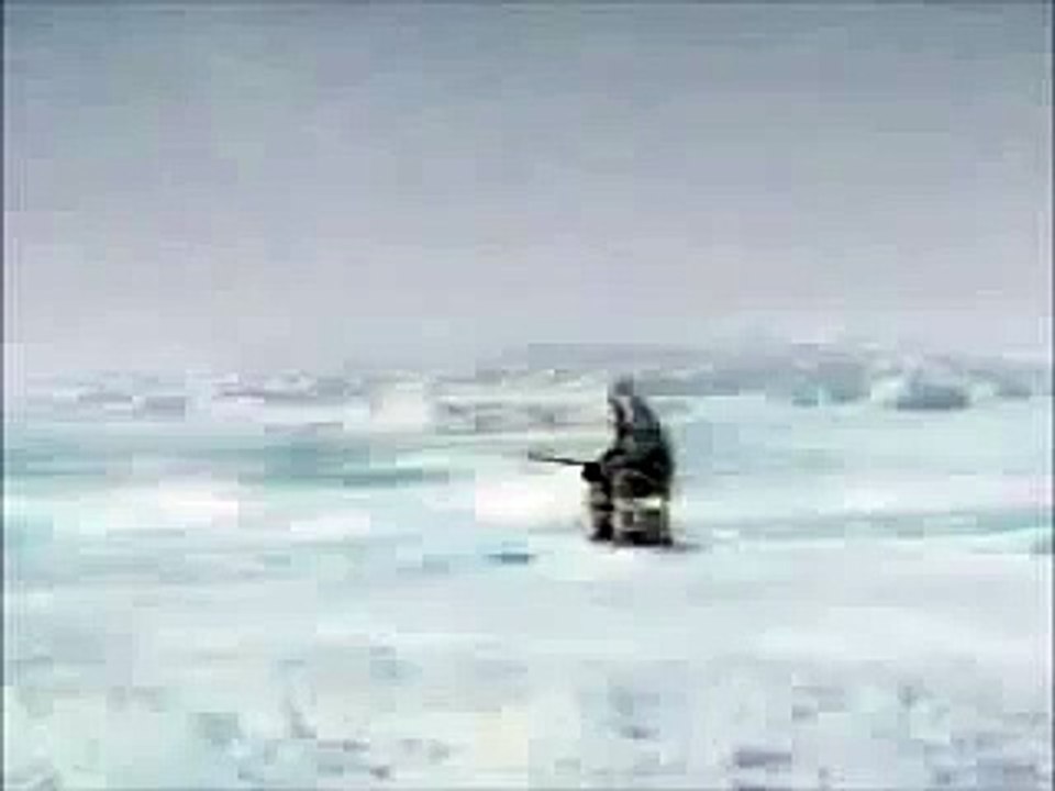 シャチがエスキモーの釣り人を襲う瞬間