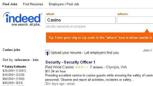 What type of casino jobs are there now