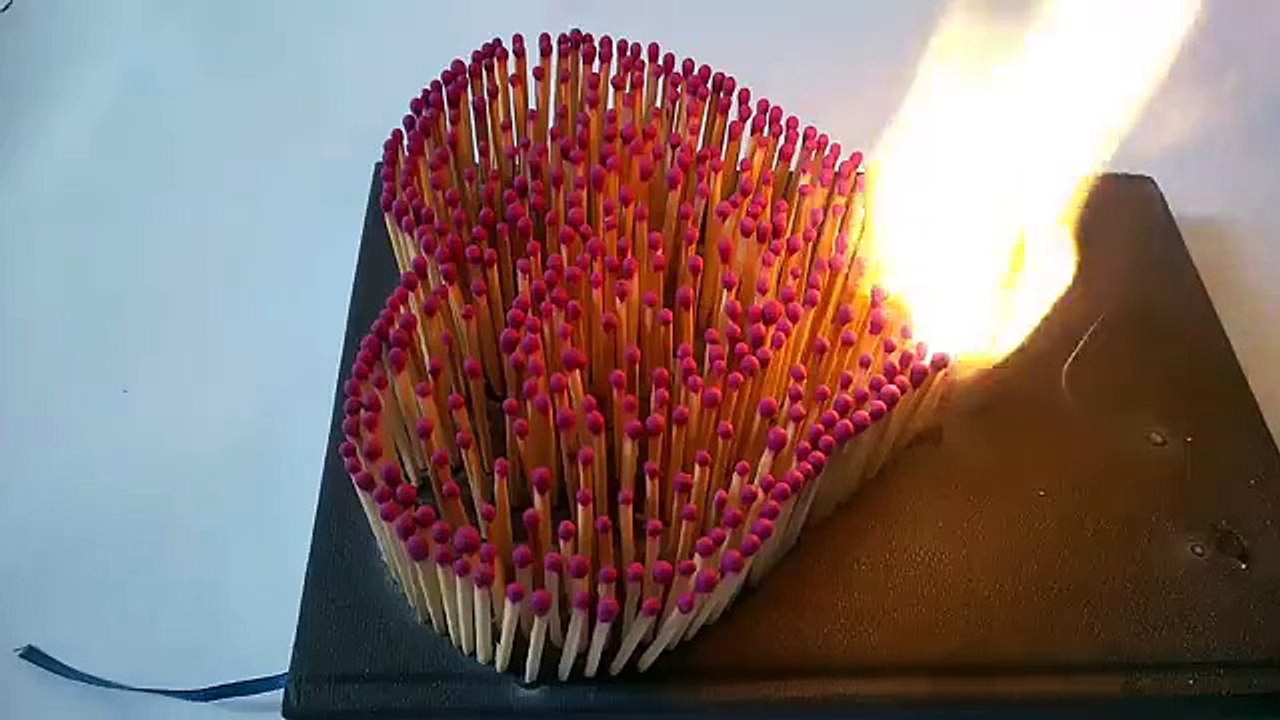 Amazing fire domino with matchsticks