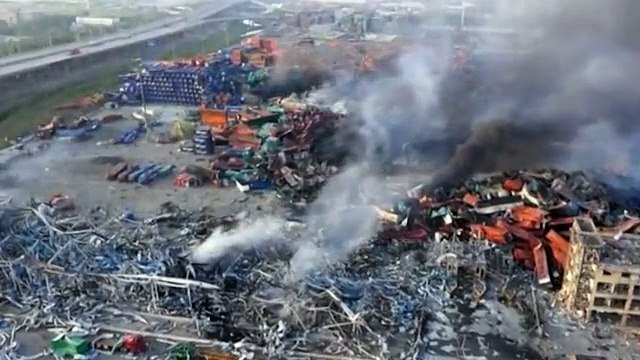 Tianjin Factory Explosion Drone Footage Shows Aftermath of China Blasts