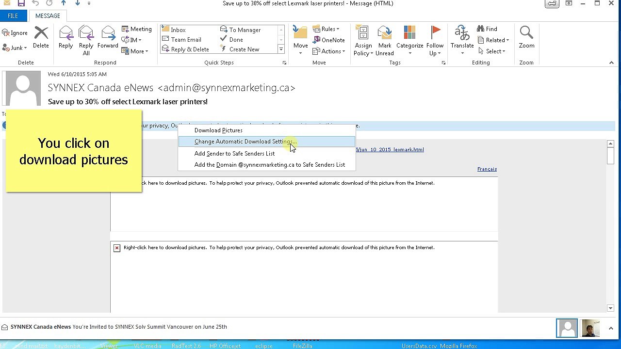 Solve the linked image cannot be displayed Outlook 2013