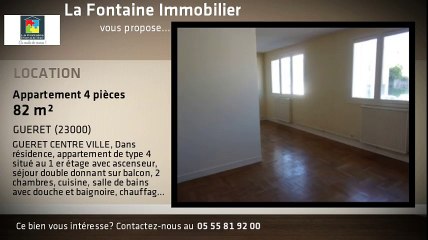 A louer - Appartement - GUERET (23000) - 4 pièces - 82m²