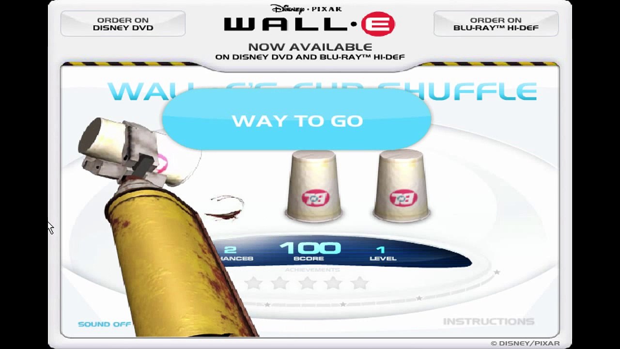 Wall E Cup Shuffle Disney Animation Cartoon GamePlay