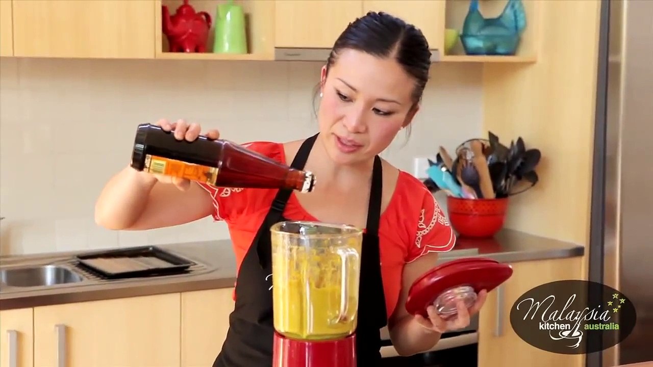 Poh Ling Yeow cooking Chicken Satay with Peanut Sauce