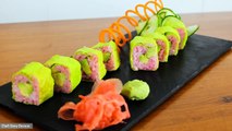 Pink Rice Avocado Sushi Roll Recipe Made with Soya Sheet