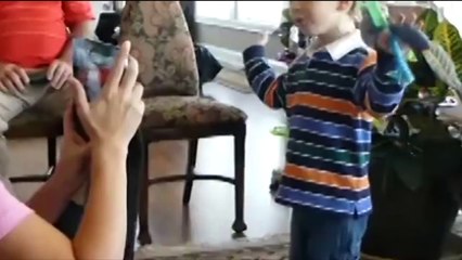 Little guy didn't quite understand it was a recording.