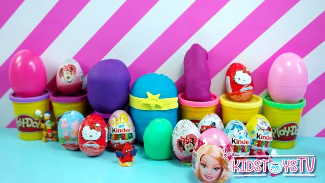 mickey mouse kinder egg play doh Barbie peppa pig surprise eggs