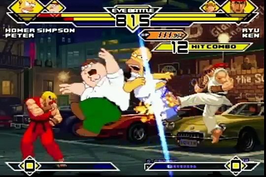 Homer Simpson and Peter Griffin vs Ryu and Ken MUGEN Battle!!!