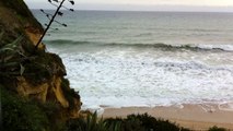 HD relaxation meditation nature video - View from top of the cliff at the ocean waves in Portugal
