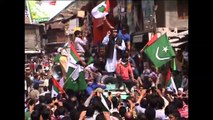 Pakistan flags flown at a rally held by Kashmiri separatist leader Shabir Ahmad Shah