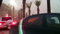 لحظة وصول العاصفة الرملية في وادي نمار ( كورنيش الرياض )