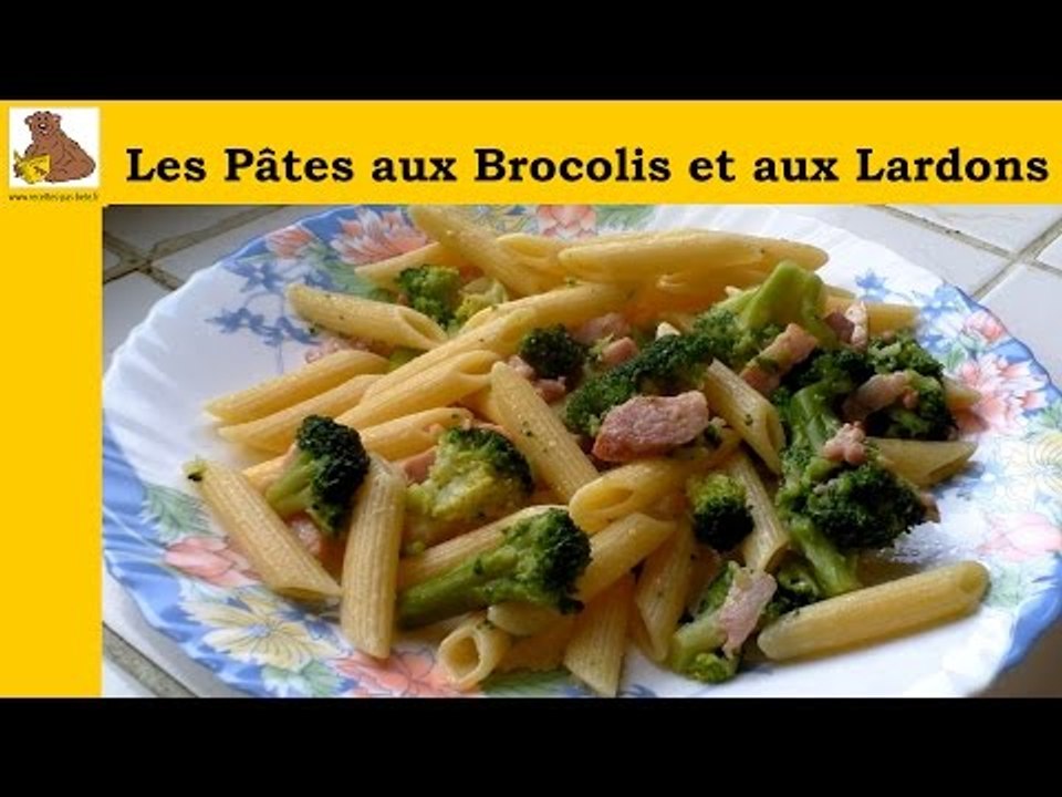 Les pâtes aux brocolis et aux lardons ( recette rapide et facile) HD