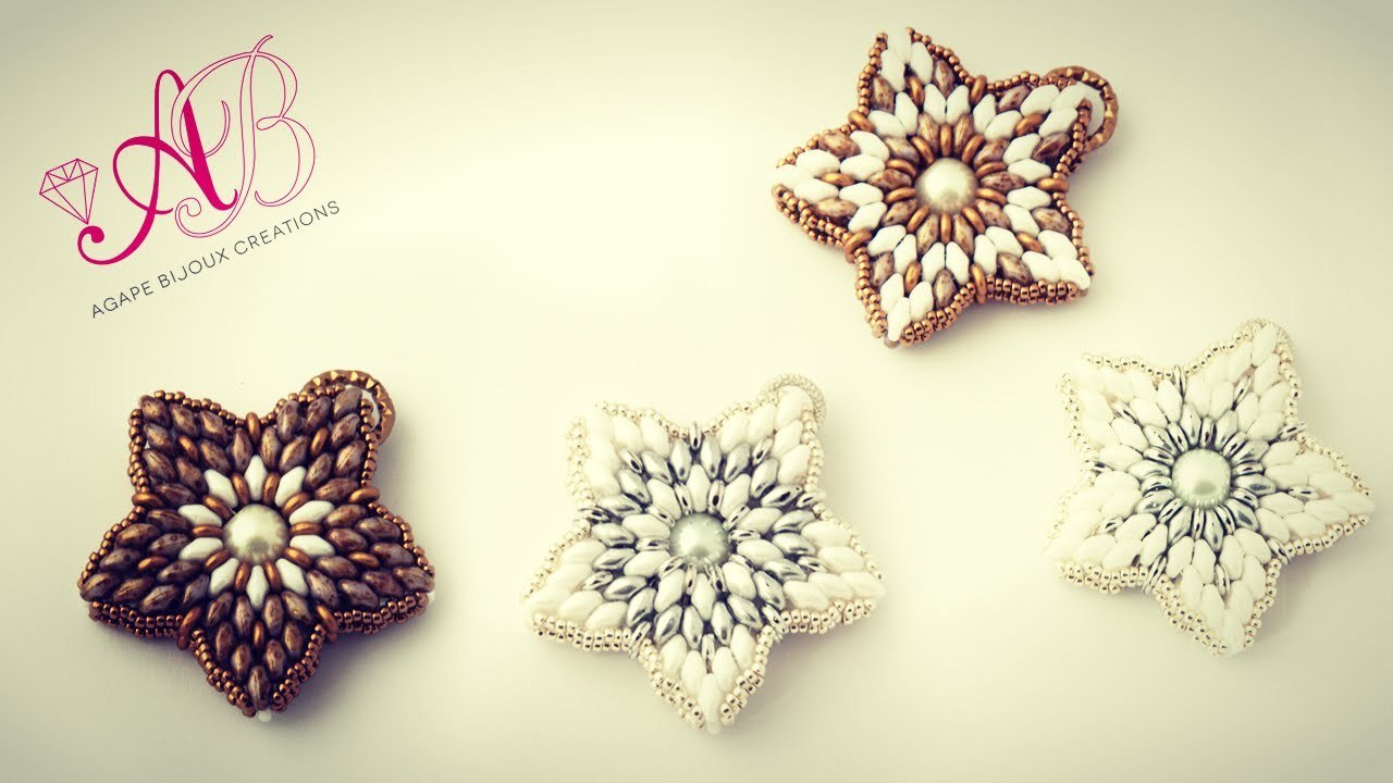 DIY tutorial Double Star con superduo e o' beads