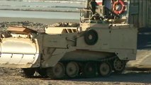 Armored Dozer Unload from LCAC -- U.S. Marines in Exercise Steel Knight