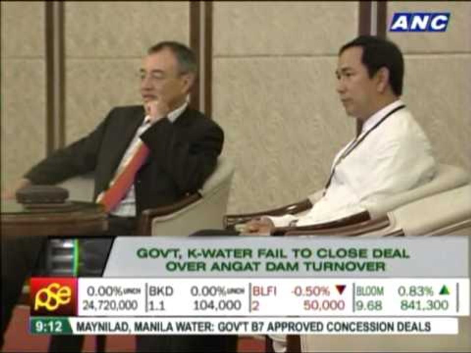Gov't, K-Water fail to close deal over Angat dam