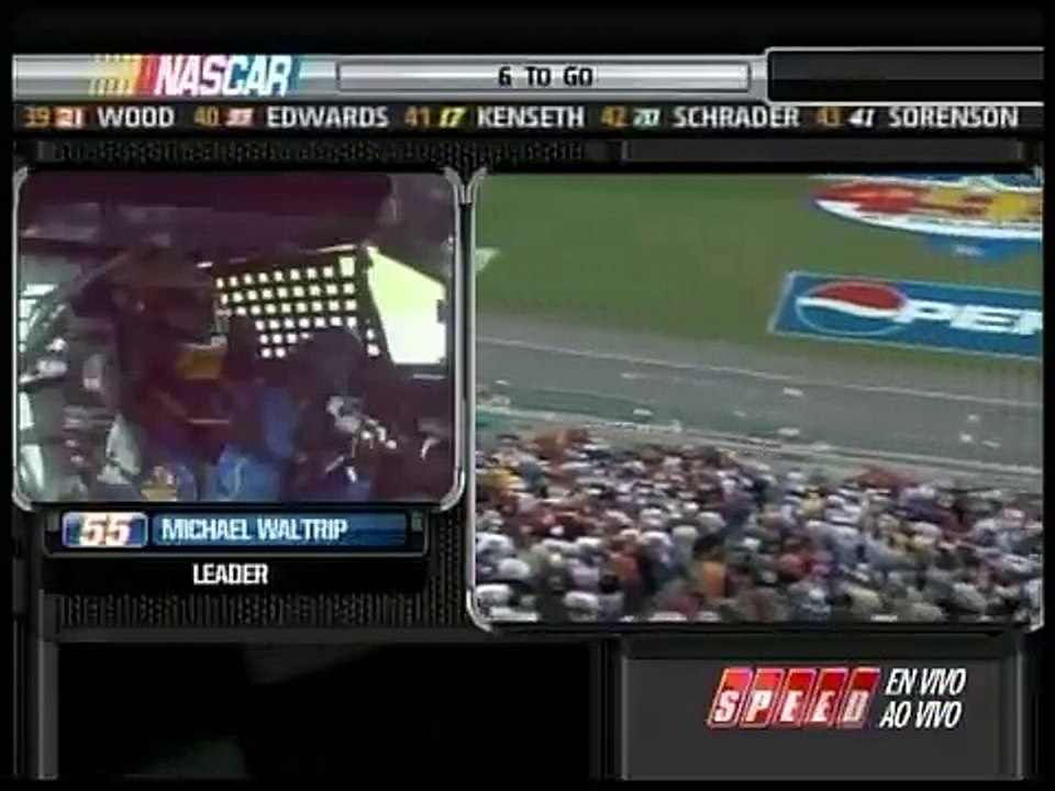 Talladega 2008 Last 6 laps and crash - NASCAR Sprint Cup Series (Spanish)
