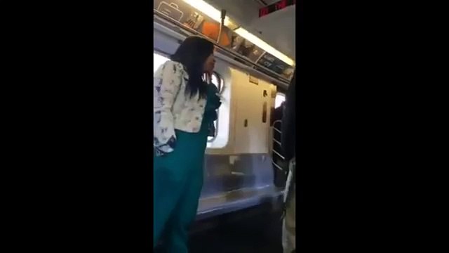 Woman Pepper Sprays Man In The Face On Subway Train | Woman Pepper Spraying Guy, New York