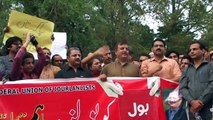 President RIUJ Ali Raza Alvi addressing solidarity gathering with BOL TV workers reporting by PCCNN Ch. Ilyas Sikandar