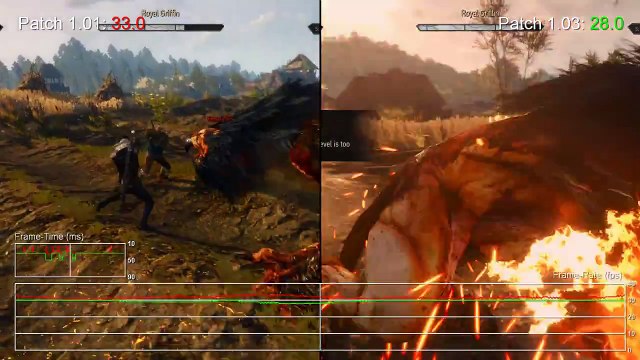 The Witcher 3: Wild Hunt PS4 Patch 1.03 vs 1.01 Gameplay Frame-Rate Test