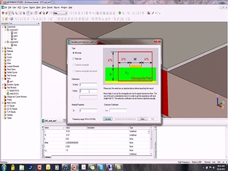 CST Studio tutorial 2:  waveguide port in CST