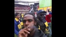 Arsenal fans celebrated winning the FA Cup smoking weed on the pitch at the Emirates Stadium