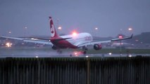 INCREDIBLE ACTION AIR BERLIN LANDING AND AIR FRANCE 777 JET BLAST TAKEOFF