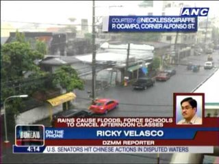 Strong rains cause floods, force suspension of classes