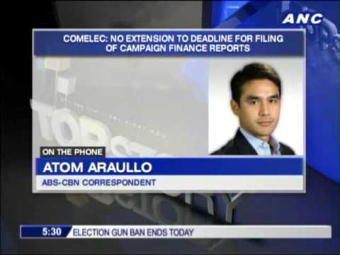 Comelec No extension for filing of campaign expenses