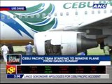 Cebu Pacific team starting to remove plane from runway