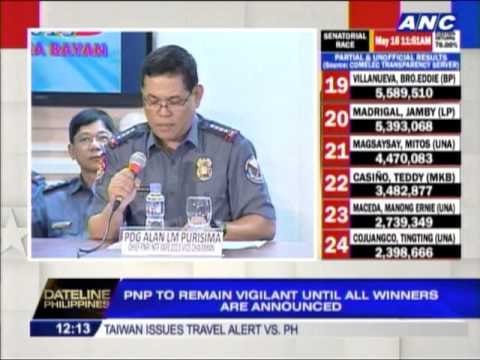 PNP to remain vigilant until all winners announced