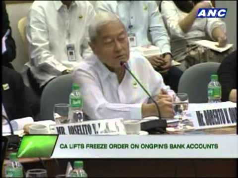 CA lifts freeze order on Ongpin's accounts