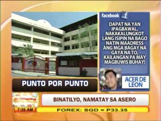 Punto por Punto: Binatilyo, namatay sa asero