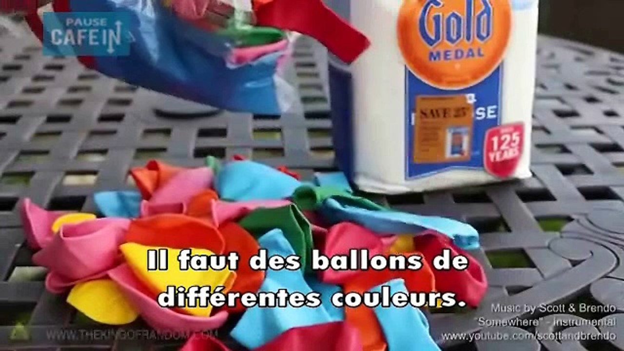 La bonne idée, avec de la farine et des ballons il crée des jouets pour enfants