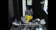 Hydro-formed tube cutting with laser and robot