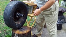 throw pottery on a car wheel and tire~by Hillar Bergman