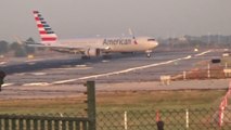 american airlines B 767-300ER Landing at barcelona runway 02